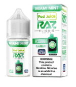 Miami Mint Pod Juice RAZ Disposable Collab Nic Salt E-juice 30ml